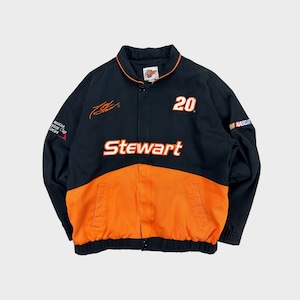 Vintage 90er Jahre Nascar Tony Stewart The Home Portfolio Racing bestickte Rennjacke