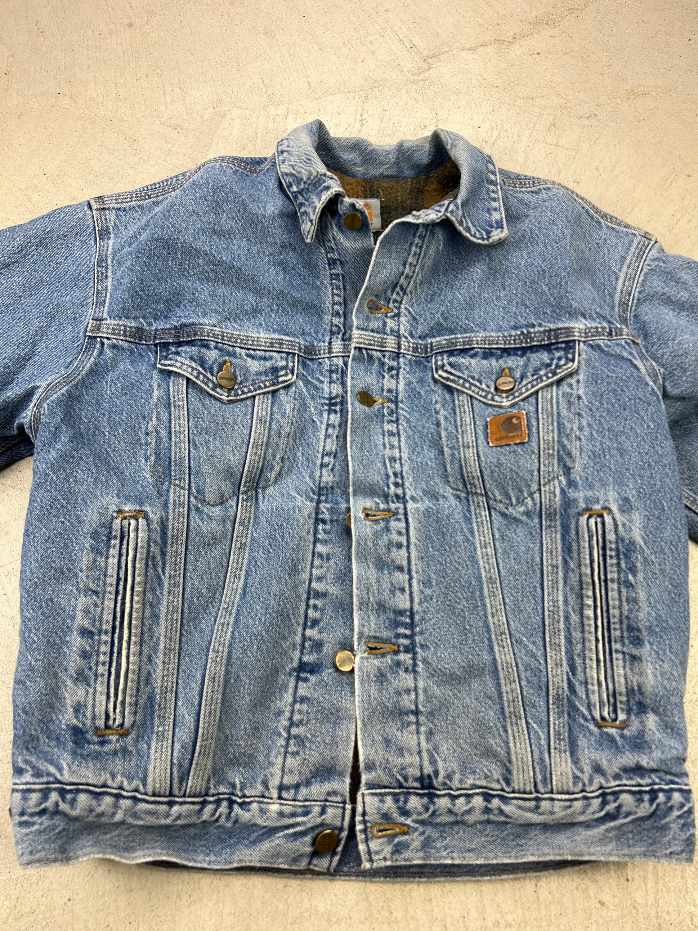 Vintage 90s Carhartt Denim Blanket Lined Trucker Jean Jacket - Etsy