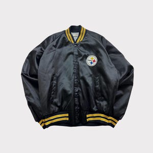 Vintage 90s Pittsburgh Steelers NFL Chalk Line Satin Bomber Jacket