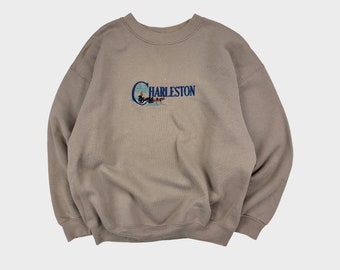 Vintage 90s Charleston South Carolina Embroidered Desert Heat Crewneck Sweatshirt