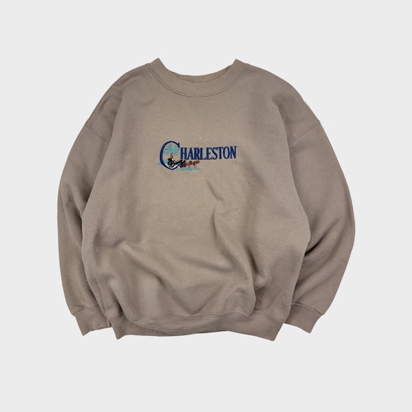 Vintage Embroidered College Of Charleston Navy & Maroon Sweatshirt - XL main image 1
