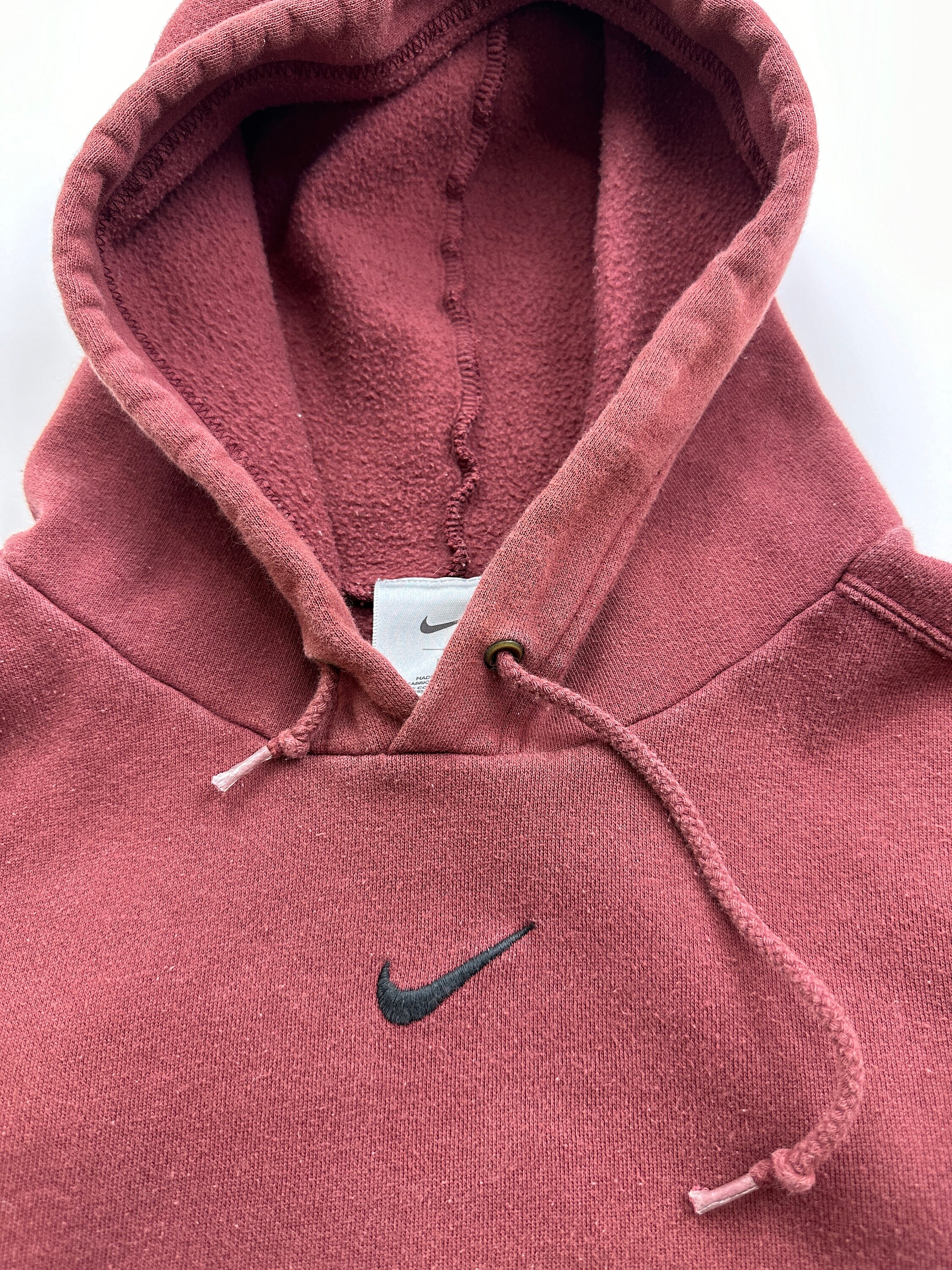 Vintage 2000s Nike Mid-check Maroon Embroidered Hoodie