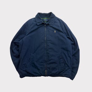 Vintage Polo Ralph Lauren Plaid Lined Harrington Navy Jacket
