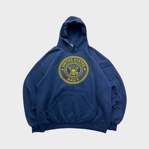 Vintage 90s United States Navy Graphic Hoodie Sweatshirt