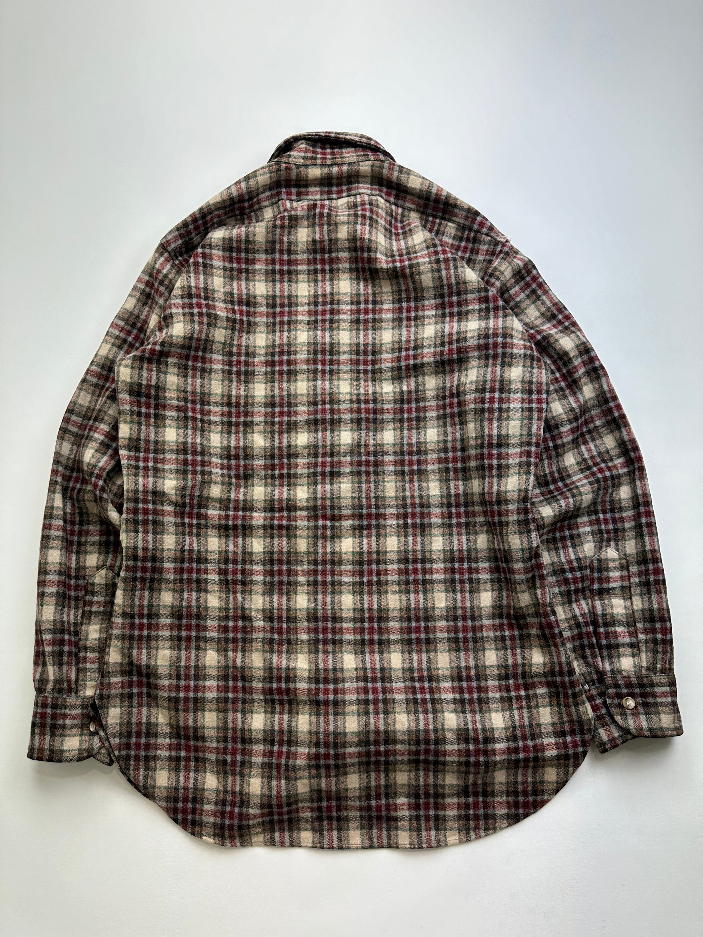 Vintage 90s Pendelton Brown Wool Plaid Button-up Shirt