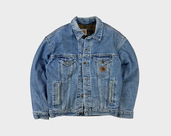 Distressed Vintage 1990s Carhartt Blanket Lined Trucker Jacket