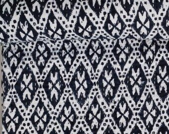 Indian Bedspread Black Kantha Quilt Handmade Cotton Bedspread, Block Print Boho Throw Blanket, Indian Bedding Decor