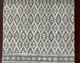 Kantha Quilt Olive Green Block Print Bedspread Handmade Cotton Summer Blanket Indian Boho Coverlet Queen King