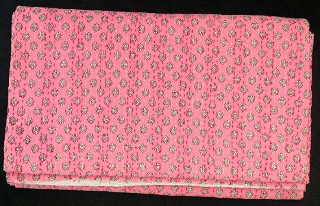 Indian Handblock Print Bedding Bedspread Full Size Queen Quilt Hand Stitched Quilt Neutral Color