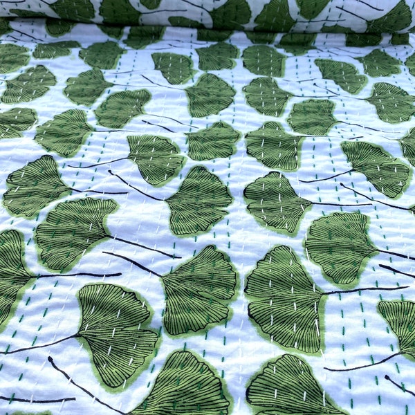Kantha Quilt Green Etsy