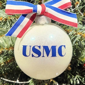 Christmas Ornament, USMC - handmade decorated glass ball
