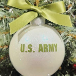 Christmas Ornament, U.S. ARMY - handmade decorated glass ball