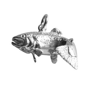 Anhänger Fisch Forelle mit Karabinerverschluß aus 925 Sterling Silber Charm