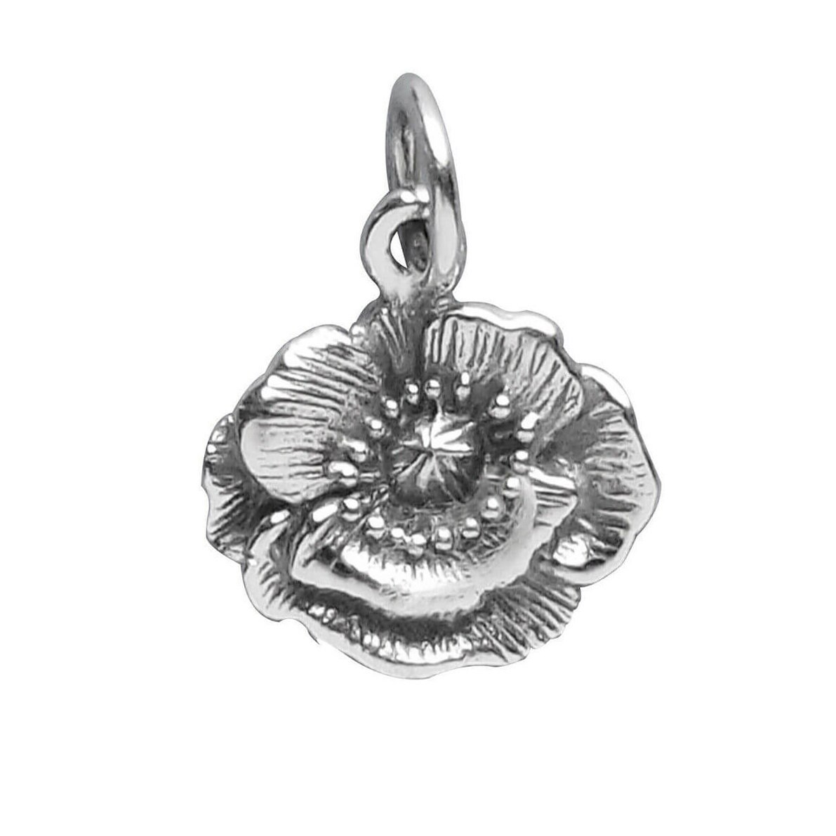 New Sterling Silver Poppy Flower Charm ME0802MO 