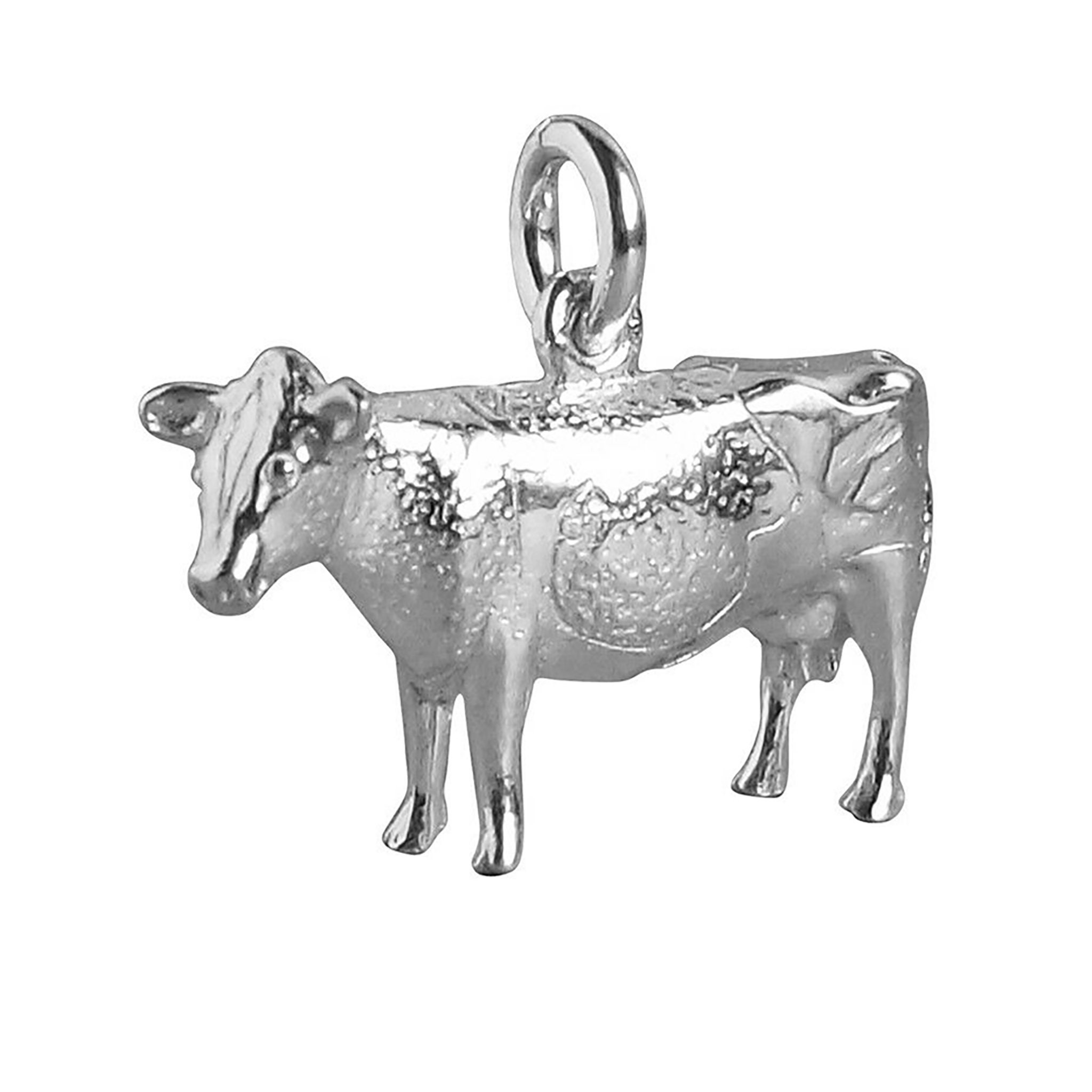 Silver Cow Charm, Solid 925 Sterling Silver Dairy Milk Cow Charm for Farmer  or Rancher, Beef Cow Charm for Woman, Charm for Girl, Gift Mom 