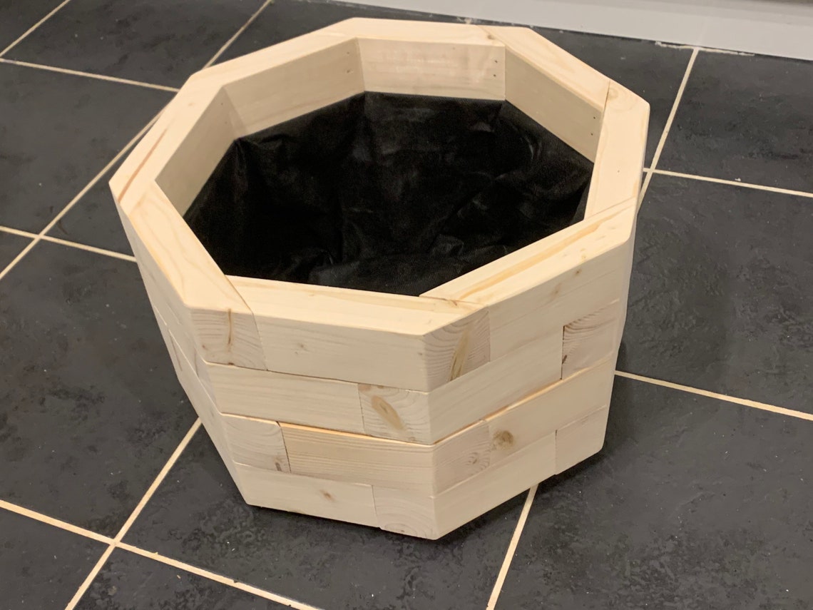 Wooden Planter Medium octagonal Etsy