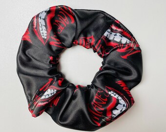 Scrunchie inspired by Maneskin new hair band with a print stretchy black