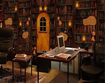 Library Wallpaper Etsy Library Wallpaper Etsy