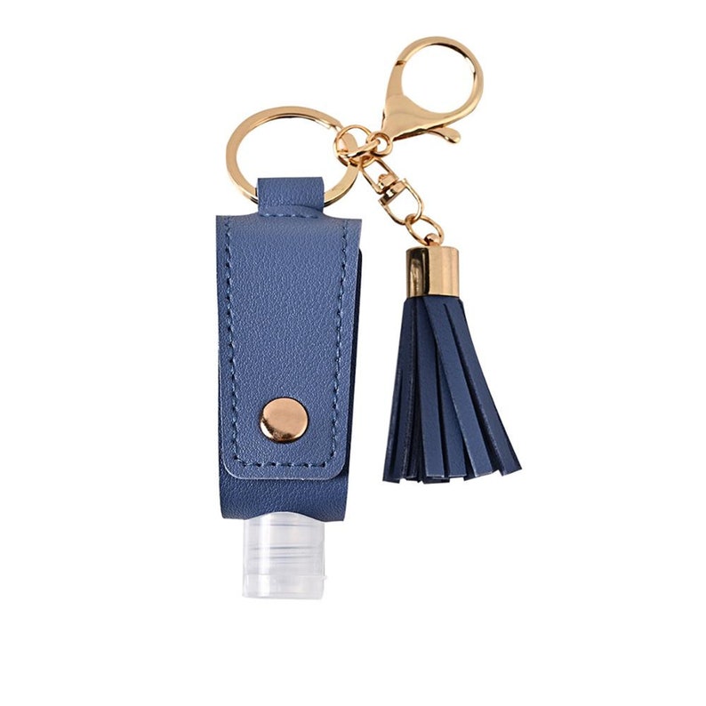 Travel Bottle Keychain Holder Hand Sanitizer Leather Refillable Container Flip Reusable Bottle Key Chain Tassel Zipper Bag Clips