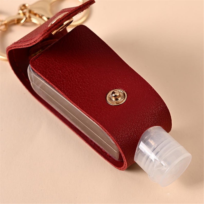 Travel Bottle Keychain Holder Hand Sanitizer Leather Refillable Container Flip Reusable Bottle Key Chain Tassel Zipper Bag Clips