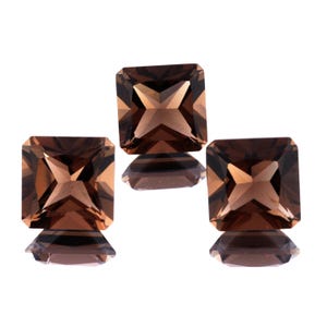 Fabelhafte Qualität Natürliche Rauchquarz Quadratische Form 3 Stück facettierte konkave geschliffene lose Edelstein für die Herstellung von Schmuck Healing 13,25 Ct 10X10X6 SH-6