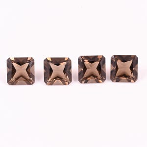 Terrific Qualität natürliche Rauchquarz quadratische Form 4 Stück Lot facettierte geschnittene lose Edelstein für die Herstellung von Schmuck Healing Smoky 17,50 Ct 10X10X7 mm