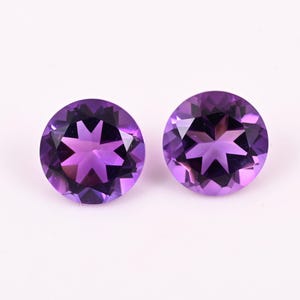 Unique Quality Natural Purple Amethyst Round Shape Pair Faceted Cut Loose Gemstone For Making Jewelry Healing Amethyst 3.55 Cts  8X8X5 mm