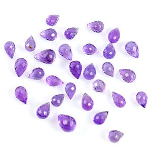 Elegant  Quality Natural Purple Amethyst Drops Shape 30 Pcs Lot Faceted Cut Loose Gemstone For Making Jewelry Healing Quartz 18.00 Ct 5x7 mm
