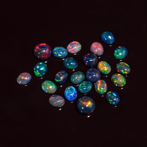 Welo Ethiopian Opal Cabochons: Black Fire Gemstone Lot, 6.00 Carat