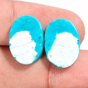 Naturlig tibetansk turkos cabochon par: Ovala lösa ädelstenar, 15,85 ct 18X13X4 mm Smyckestillverkning