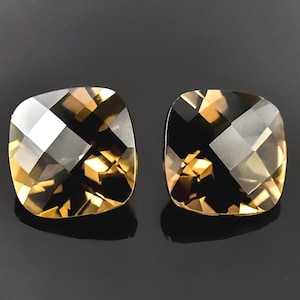 Super Qualität Natürliche Rauchquarz Kissen Form Paar facettiert Schachbrett geschnitten Lose Edelstein für die Herstellung von Schmuck Heilung 7,10 Ct 10 x 10 mm