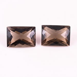 Hervorragende Qualität natürliche Rauchquarz Rechteck Form Paar facettierte Schachbrett geschnitten lose Edelstein für die Herstellung von Schmuck Healing 13,20 Ct 14X10X7