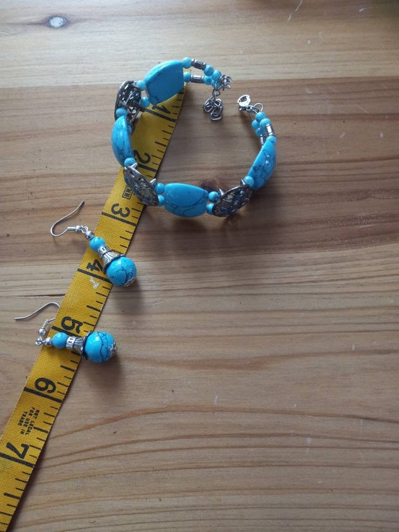 Turquoise bracelet and earrings - image 4
