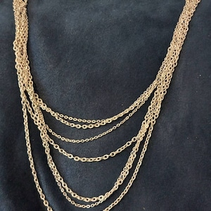 Vintage Avon Silver Tone Multi Strand Chain Statement Necklace