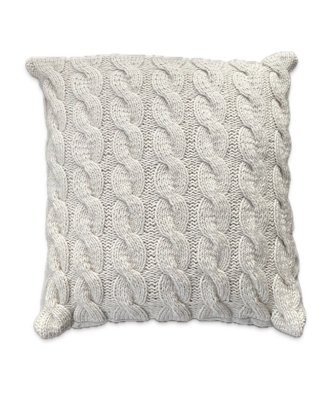 KNITTED PILLOW COVER Hand Knit Cable Knit Pillow Case 24x24 Etsy