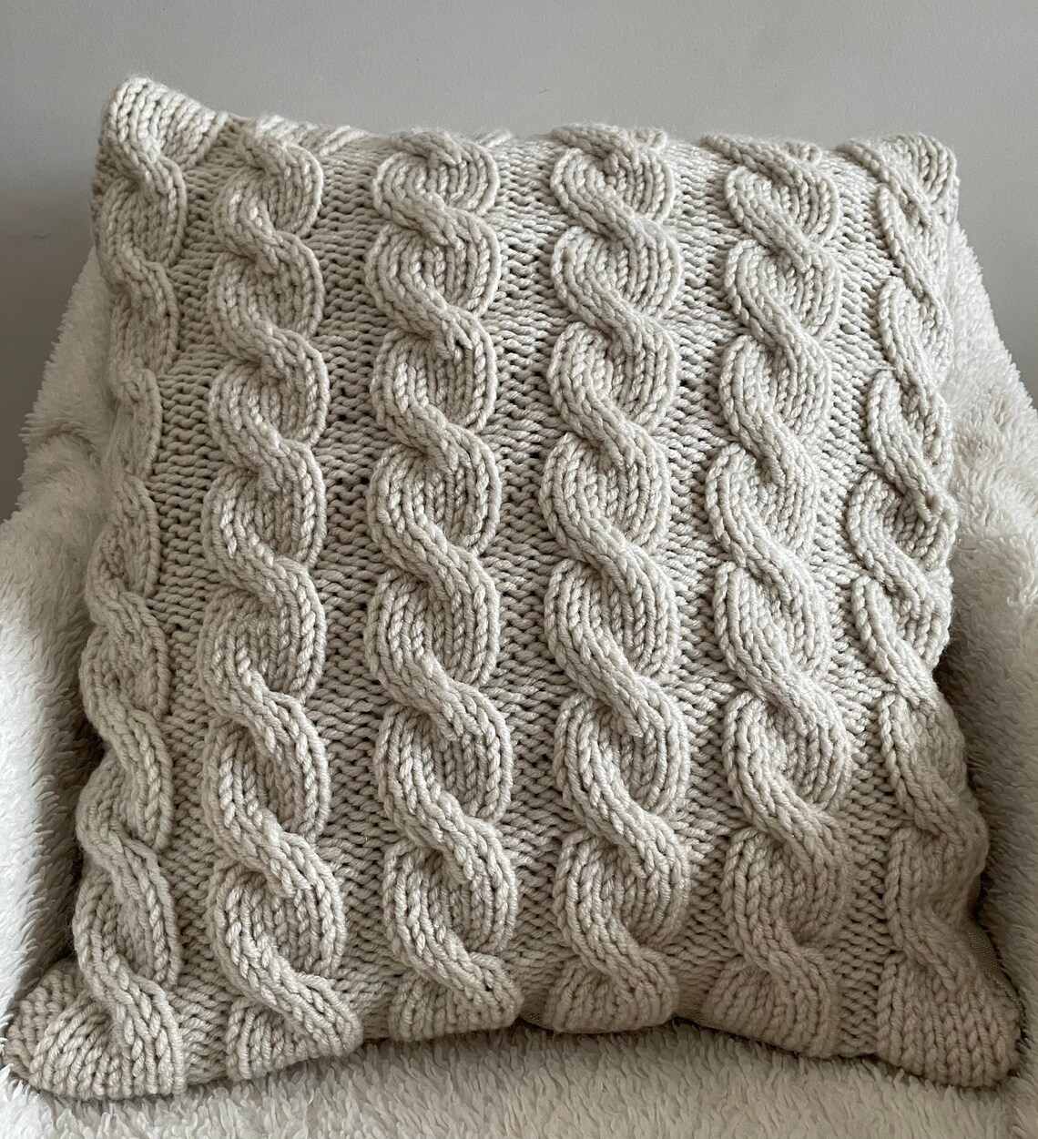 KNITTED PILLOW COVER Throw Pillow Case in Cream Ivory Etsy