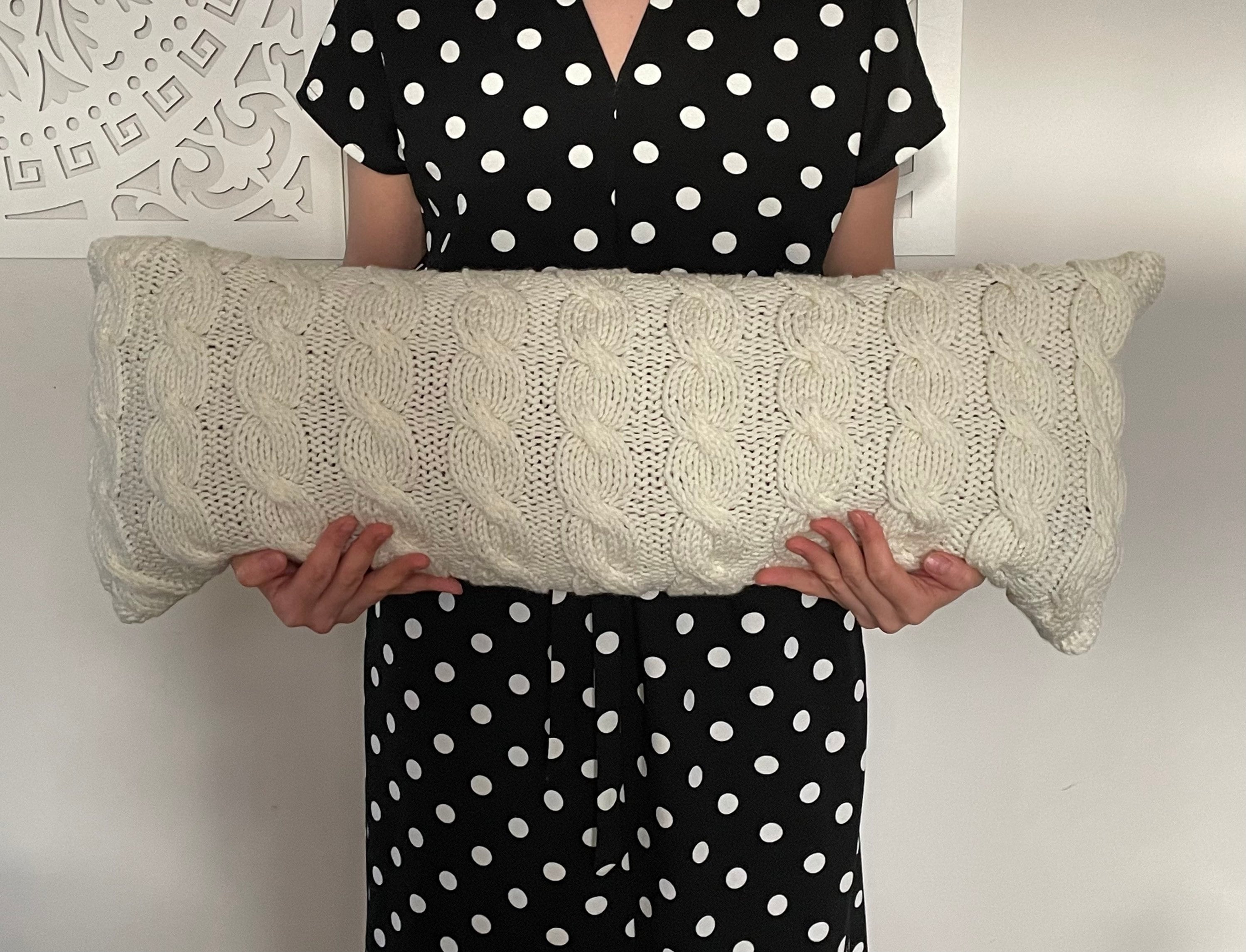 KNITTED LUMBAR PILLOW Cover in Cream, Ivory, Grey, Brown Color 12x20