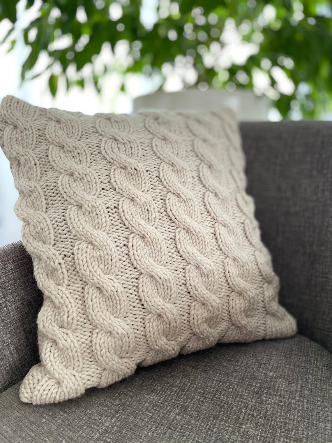 KNITTED PILLOW COVER Throw Pillow Case in Cream Ivory - Etsy