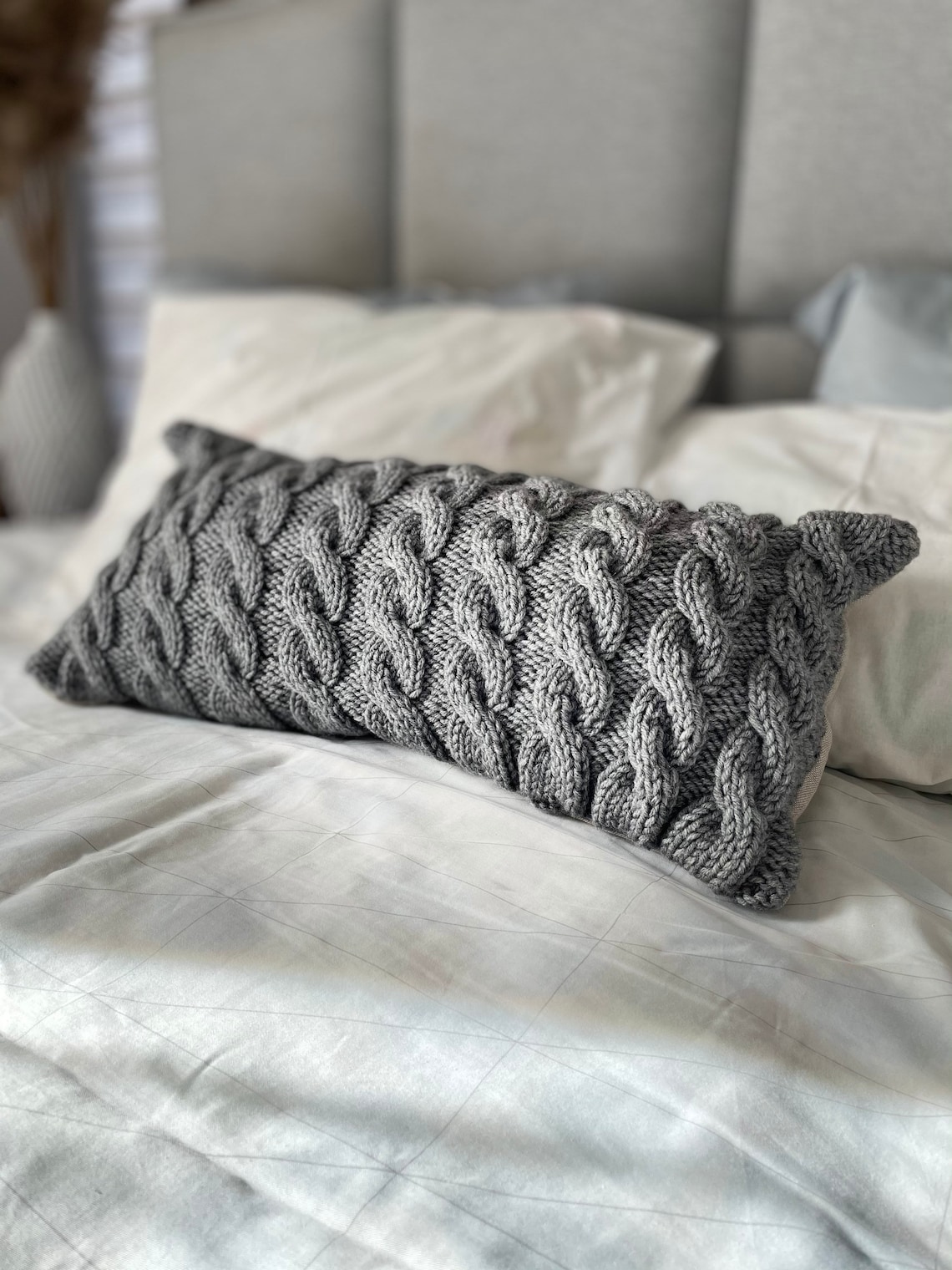Preorder lumbar cable knit pillow cover 12x24 12x28 12x30 Etsy
