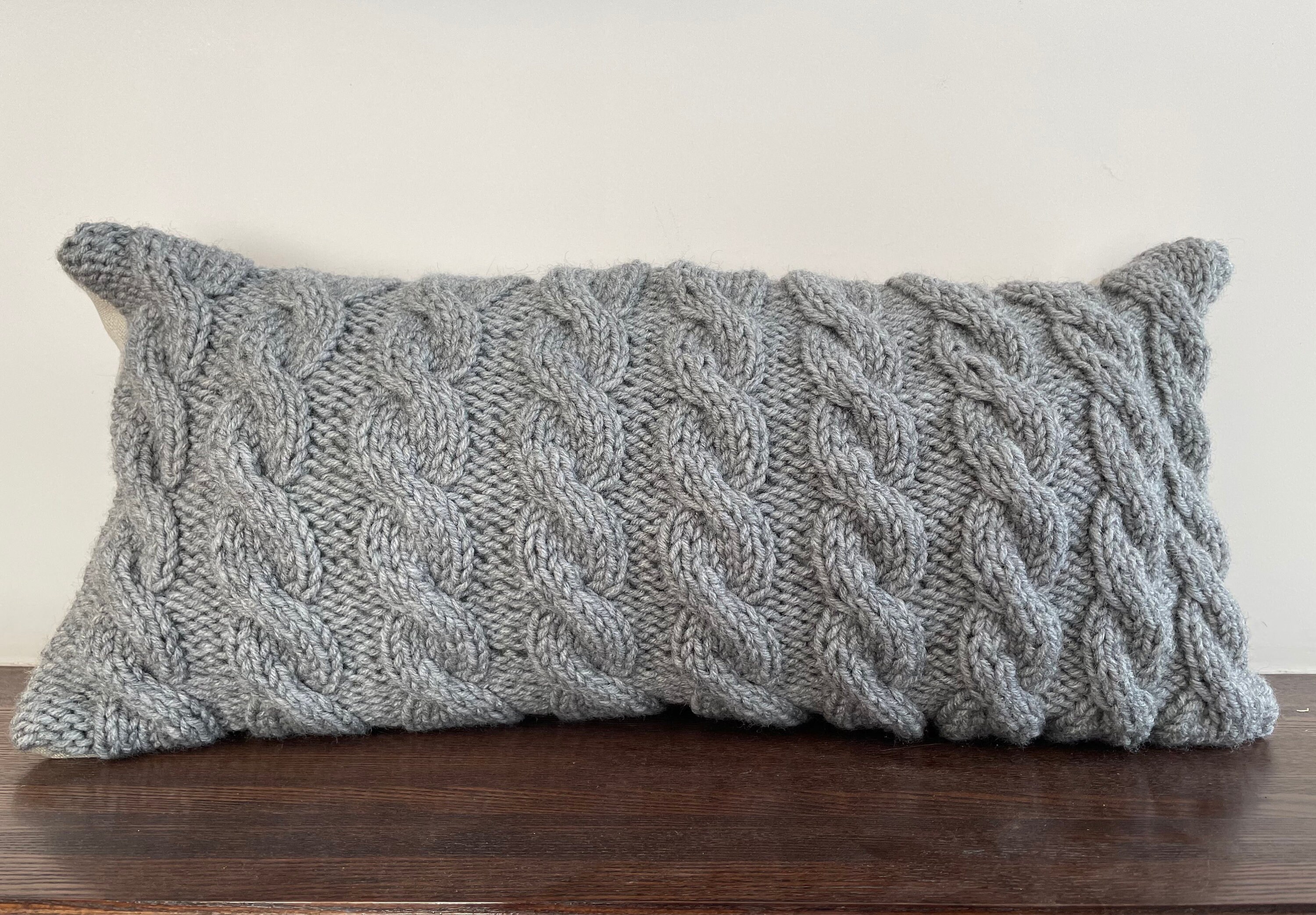 KNITTED LUMBAR PILLOW Cover in Cream, Ivory, Grey, Brown Color 12x20