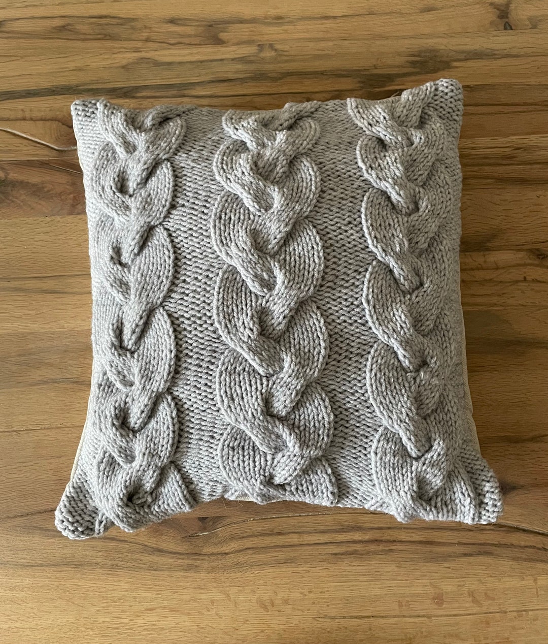 Knitted Pillow Cover, Hand Knit, Cable Knit Pillow Case 18x18 Inches