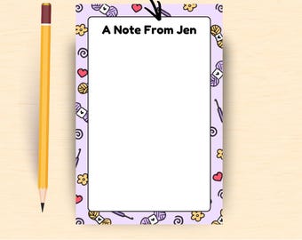 Personalized Notepad, Custom, Personalized Stationery, Writing Pad, Crochet Theme