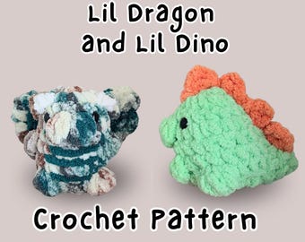 Lil Dragon and Lil Dino Crochet Pattern Market Simple Keychain