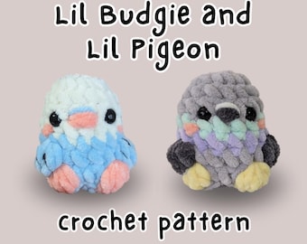 Small Lil Budgie & Lil Pigeon Crochet Pattern – Easy Amigurumi Digital PDF