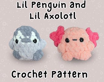 Small Lil Axolotl & Lil Penguin Crochet Pattern – Beginner-Friendly Amigurumi Keychains for Markets