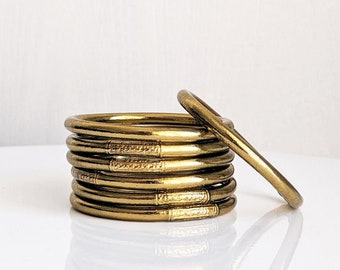 Bracelet jonc bouddhiste avec mantra – antique gold (kumlai authentique et de qualité supérieure)