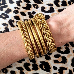 Buddhist bangle bracelet – braided or double braided – light gold (authentic and superior quality kumlai)