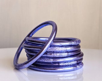 Bracelet jonc bouddhiste avec mantra – violet (kumlai authentique et de qualité supérieure)