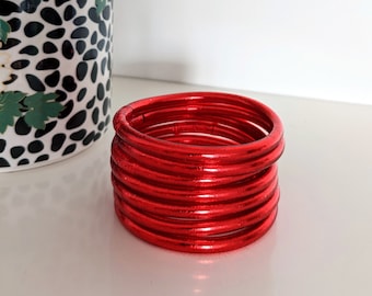 Buddhist bangle bracelet with mantra - passionate red (authentic and premium quality kumlai)