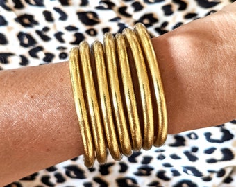 Buddhist bangle bracelet - light gold
